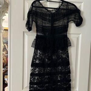 Nina Ricci Black Lace Long Sleeve Dress
